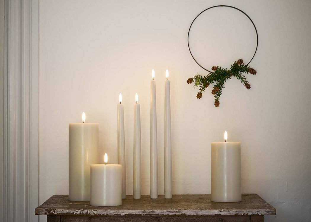LED Pillar Candles 7.8 x 10cm Ivory