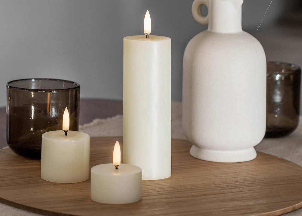 LED Pillar Candles 7.8 x 20cm Ivory