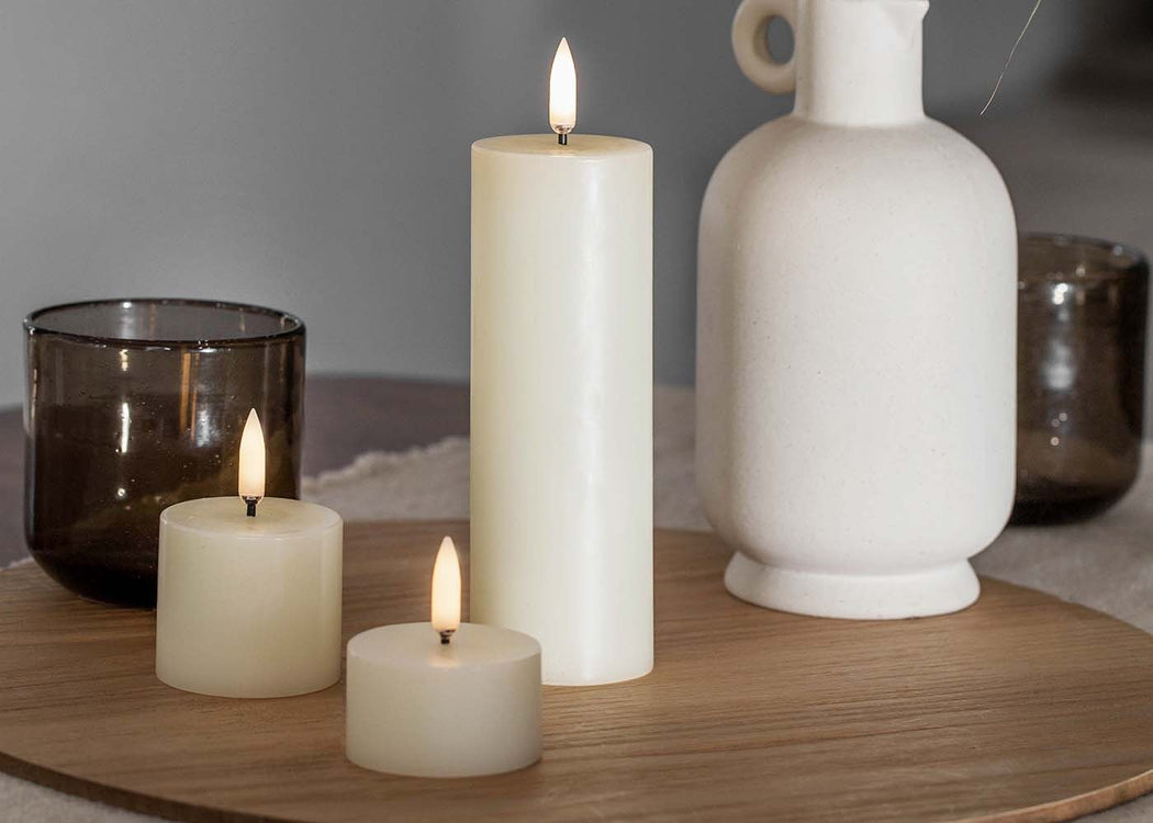 LED Pillar Candles 7.8 x 20cm Ivory