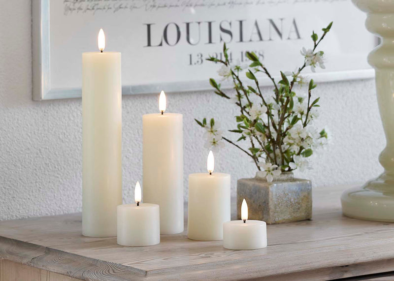LED Pillar Candles 7.8 x 20cm Ivory