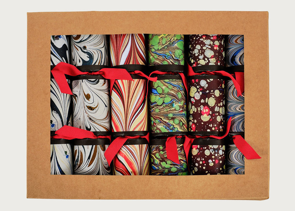 Marble Christmas Crackers Mixed Set of 6