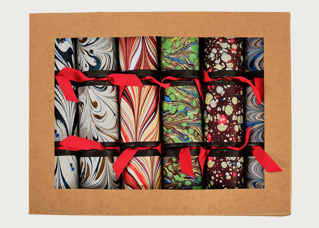 Marble Christmas Crackers Mixed Set of 6