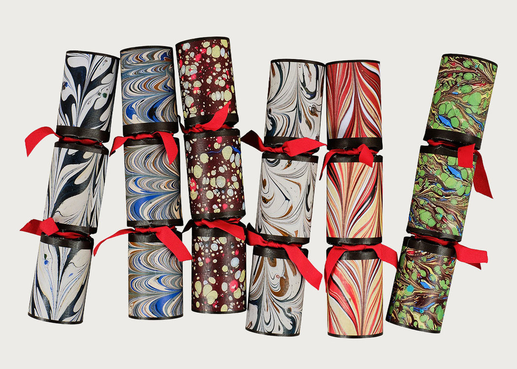 Marble Christmas Crackers Mixed Set of 6