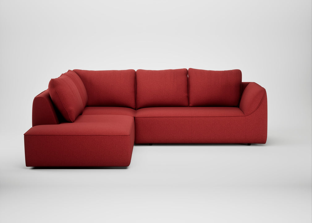 Morven Left Hand Facing Large Corner Sofa Melton Wool Red Oxide