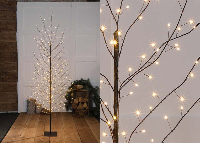 Warm White Black & Copper Windswept Tree 200cm