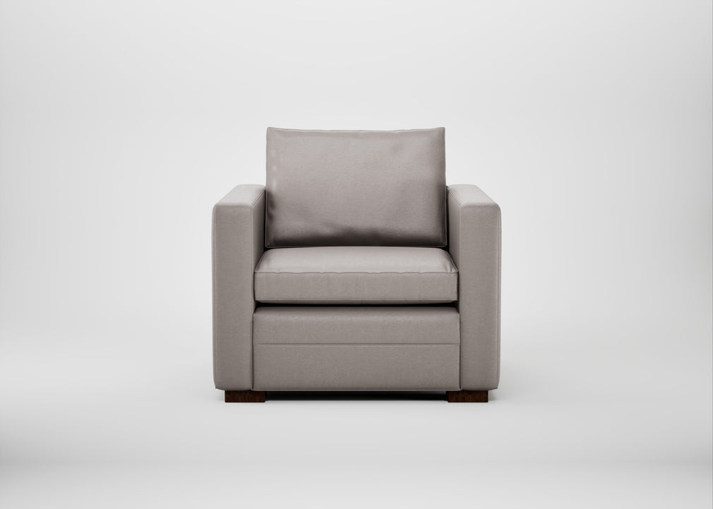 Palermo Armchair Daino Leather Elephant / Walnut and Brass