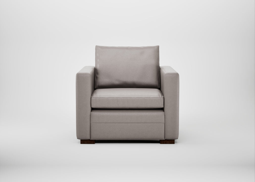 Palermo Armchair Daino Leather Elephant / Walnut
