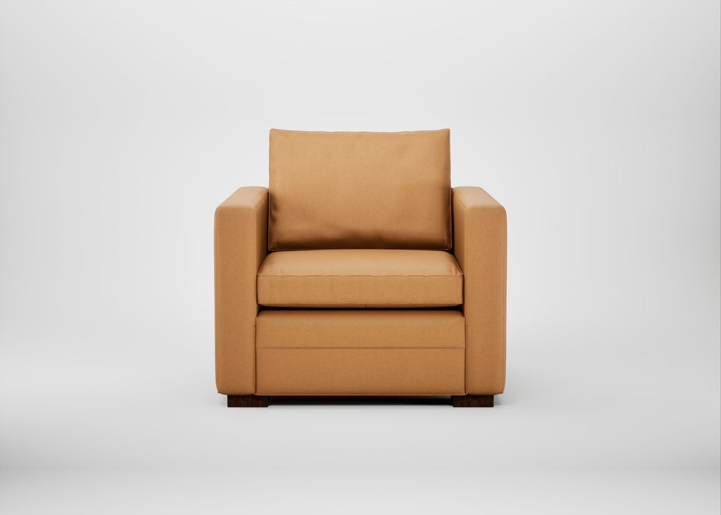 Palermo Armchair Daino Leather Parchment / Walnut and Brass