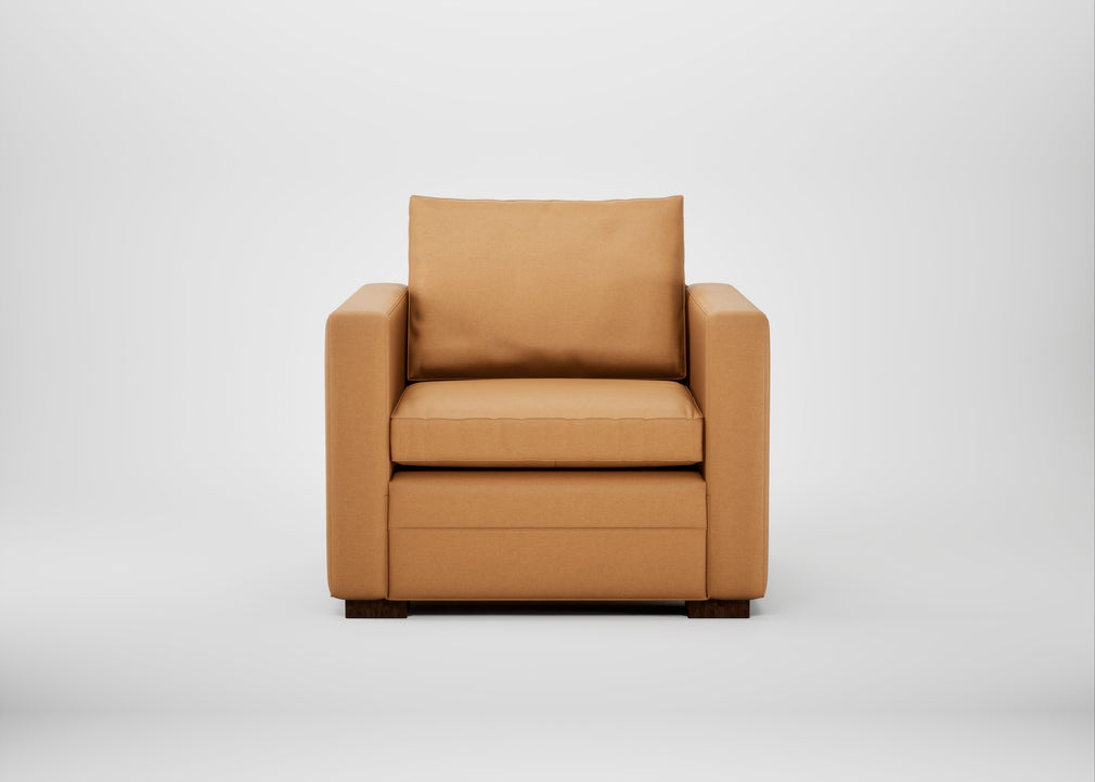 Palermo Armchair Daino Leather Parchment / Walnut