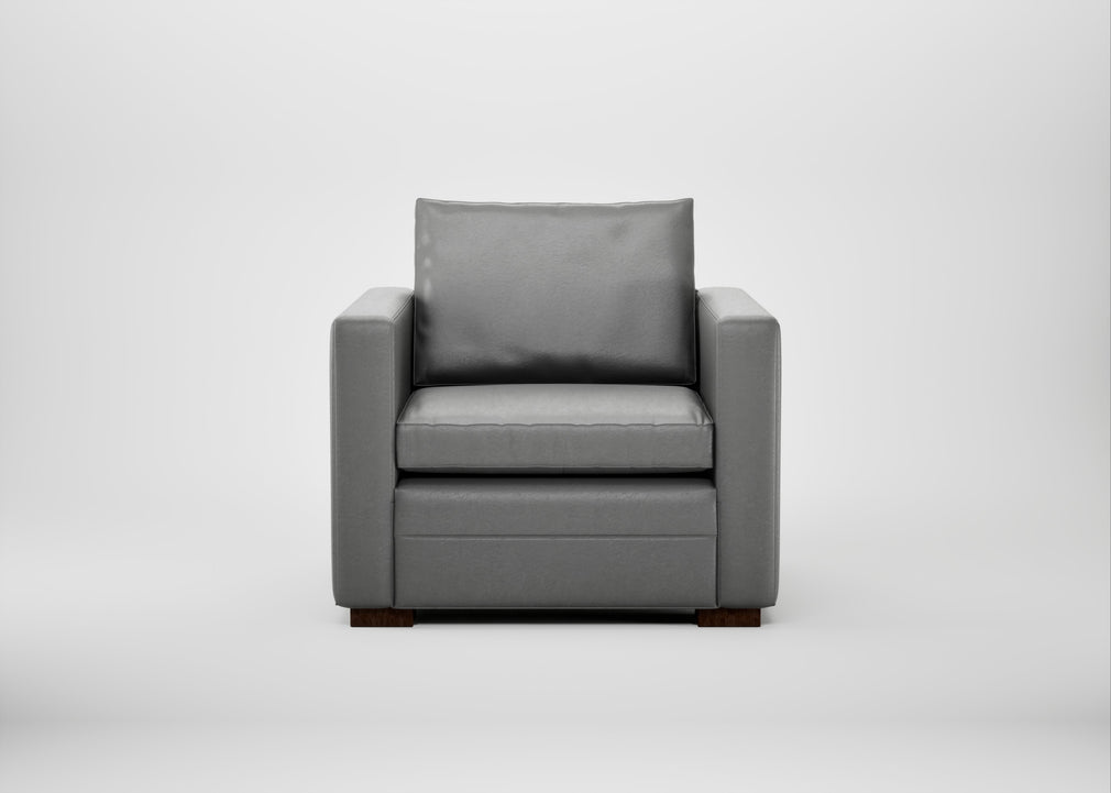 Palermo Armchair Daino Leather Steel / Walnut