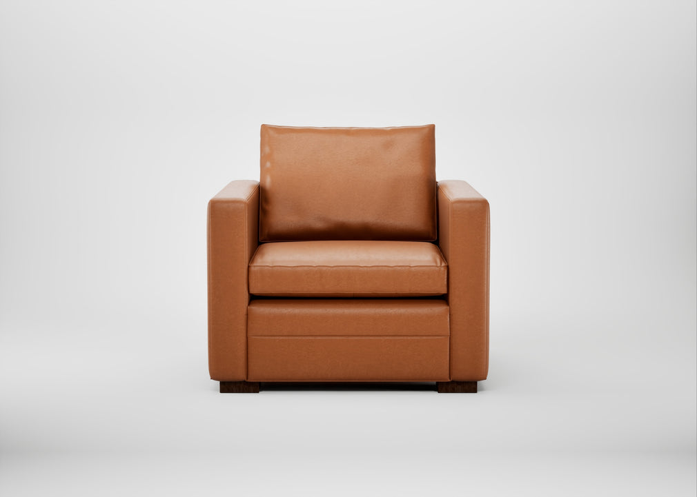 Palermo Armchair Daino Leather Treacle / Walnut and Brass