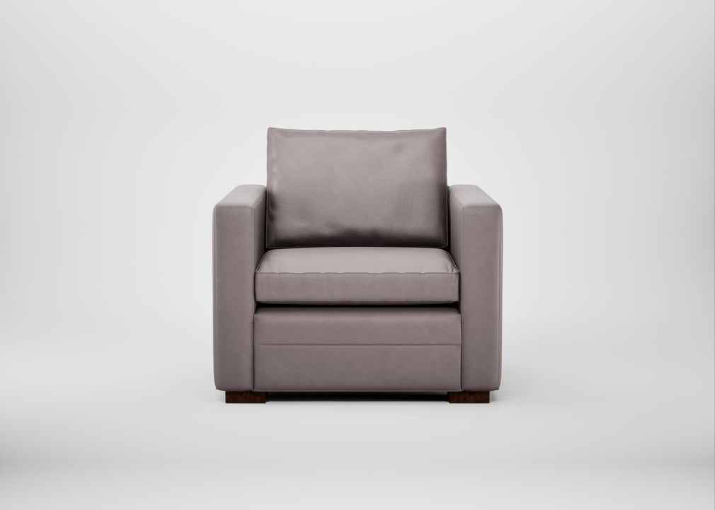Palermo Armchair Heritage Leather Stone Grey 2060 / Walnut and Brass