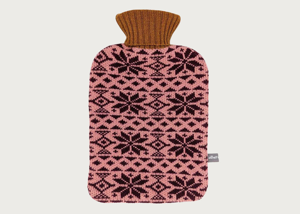 Lambswool Hottie Cover Plum & Mustard Fairisle
