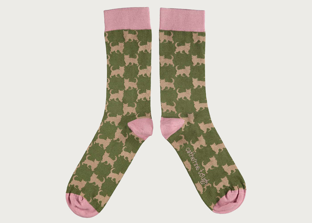 Men's Organic Cotton Ankle Socks Cat Khaki