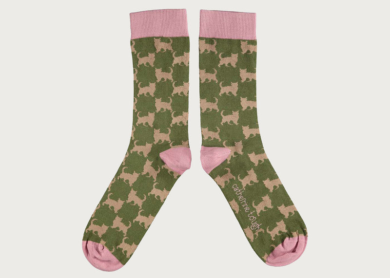 Men's Organic Cotton Ankle Socks Cat Khaki