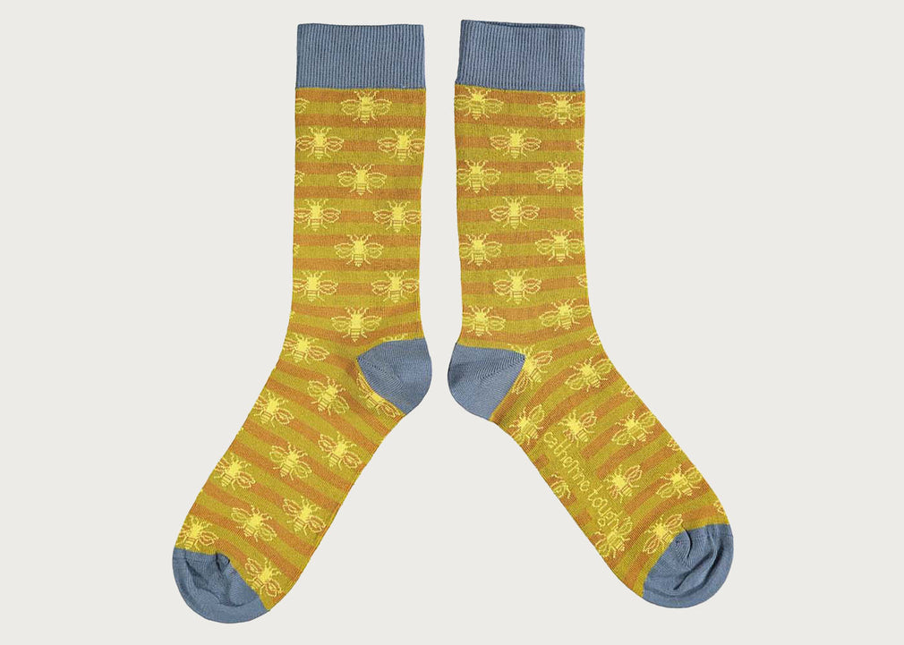 Men's Organic Cotton Ankle Socks Bee Mustard