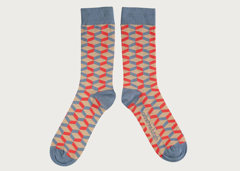 Men's Organic Cotton Ankle Socks Cube Red
