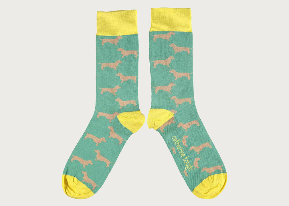 Women's Organic Cotton Ankle Sock Sausage Dog Jade
