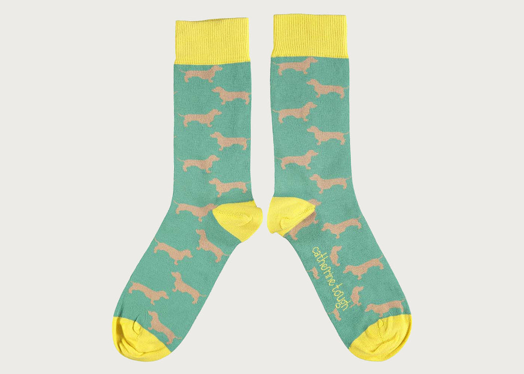 Women's Organic Cotton Ankle Sock Sausage Dog Jade