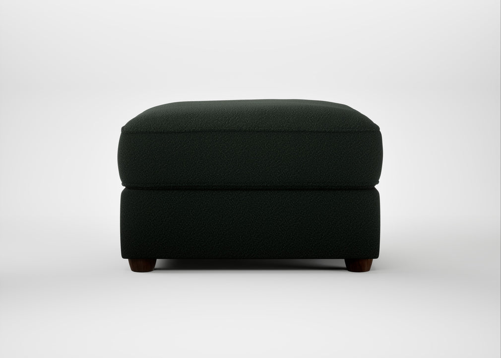 Tailor Rectangular Footstool Boucle Fern / Walnut Stained