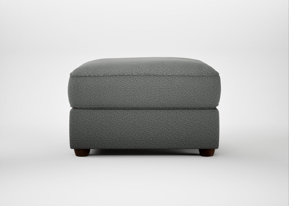 Tailor Rectangular Footstool Boucle Steel / Walnut Stained