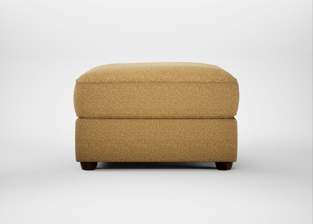 Tailor Rectangular Footstool Boucle Tweed Citrine / Walnut Stained