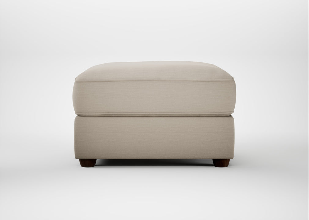 Tailor Rectangular Footstool Broad Weave Putty / Walnut Stained