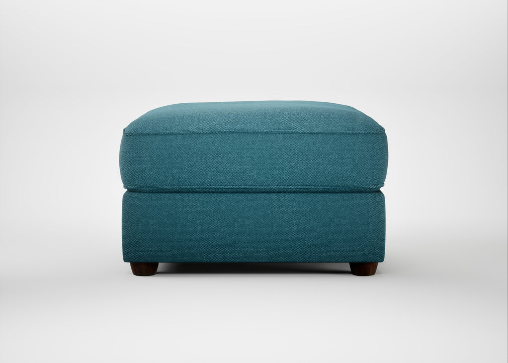 Tailor Rectangular Footstool Brushed Cotton Cadet / Walnut Stained