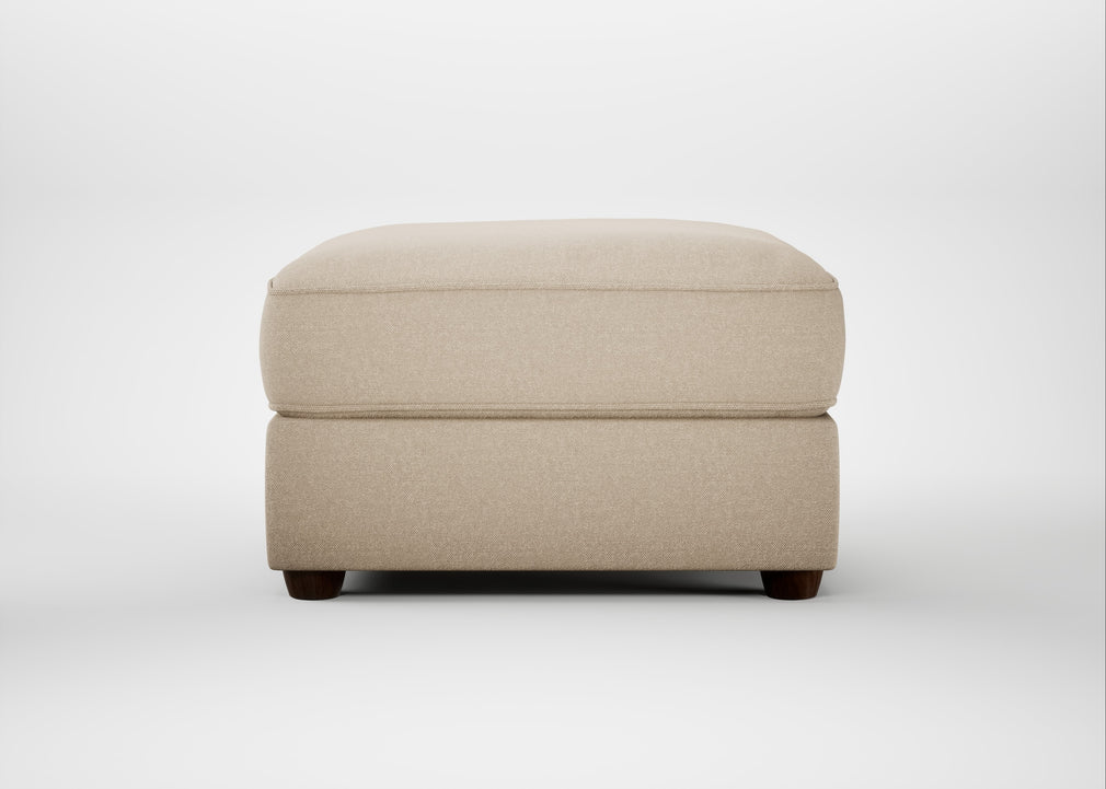 Tailor Rectangular Footstool Brushed Cotton Oat / Walnut Stained