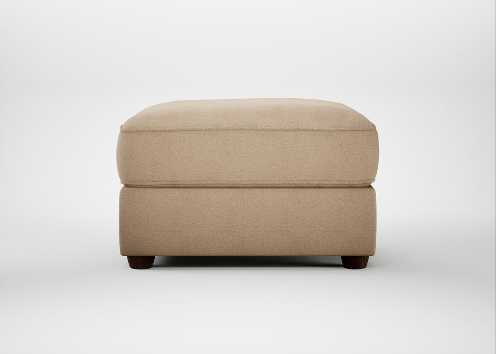 Tailor Rectangular Footstool Capelo Linen-Cotton Bamboo / Walnut Stained