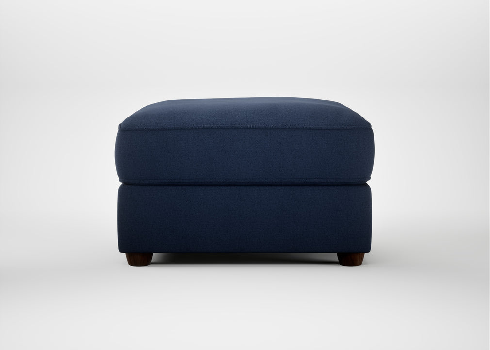 Tailor Rectangular Footstool Capelo Linen-Cotton Inkspot / Walnut Stained