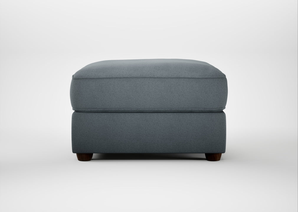 Tailor Rectangular Footstool Capelo Linen-Cotton Mineral / Walnut Stained