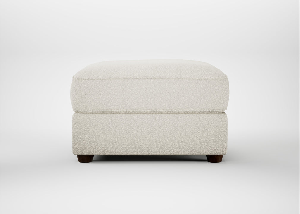Tailor Rectangular Footstool Chunky Boucle Ecru / Walnut Stained