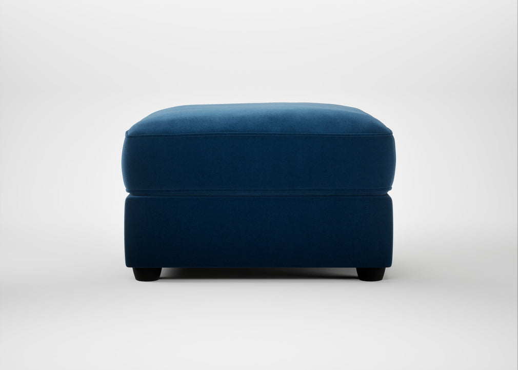 Tailor Rectangular Footstool Cotton Velvet Petrol / Black