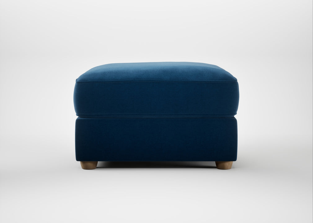 Tailor Rectangular Footstool Cotton Velvet Petrol / Natural