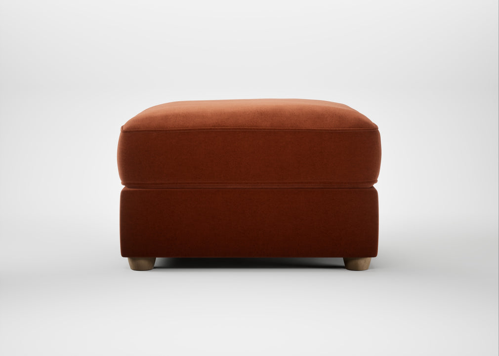 Tailor Rectangular Footstool Cotton Velvet Russet / Natural