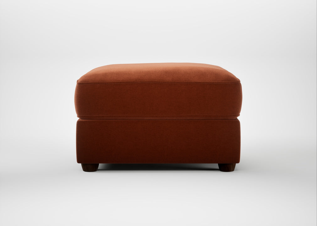 Tailor Rectangular Footstool Cotton Velvet Russet / Walnut Stained