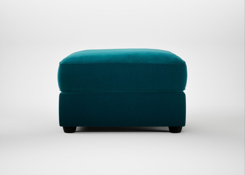 Tailor Rectangular Footstool Cotton Velvet Teal / Black