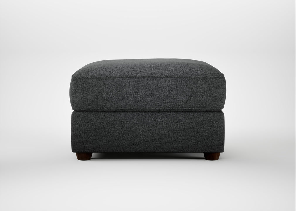 Tailor Rectangular Footstool Melton Wool Granite / Walnut Stained