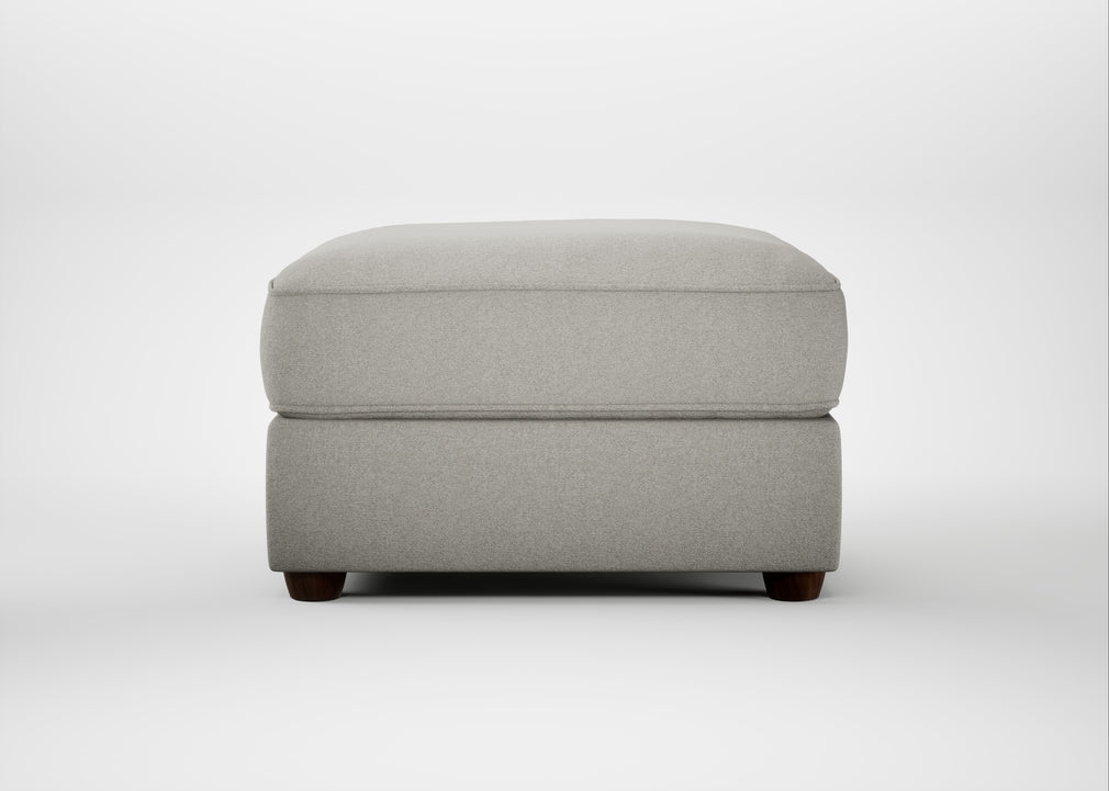 Tailor Rectangular Footstool Melton Wool Limestone / Walnut Stained