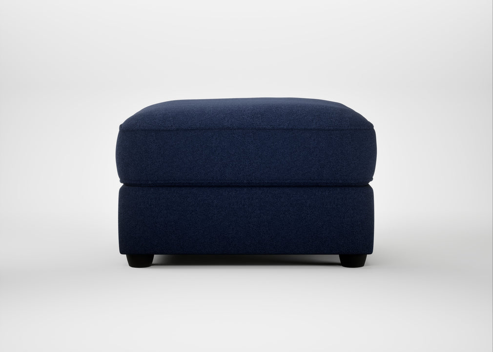 Tailor Rectangular Footstool Melton Wool New Navy / Black
