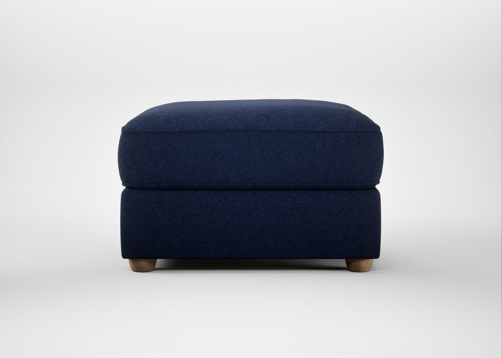 Tailor Rectangular Footstool Melton Wool New Navy / Natural