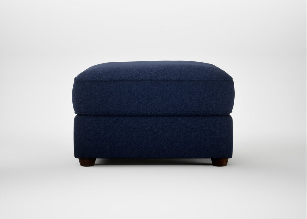 Tailor Rectangular Footstool Melton Wool New Navy / Walnut Stained
