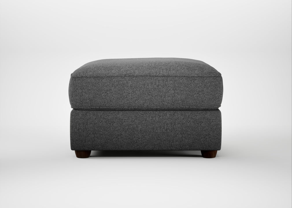 Tailor Rectangular Footstool Melton Wool Shale / Walnut Stained
