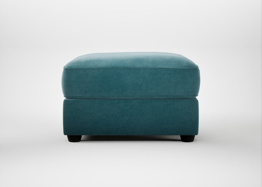 Tailor Rectangular Footstool Smart Luxe Velvet Airforce Blue / Black