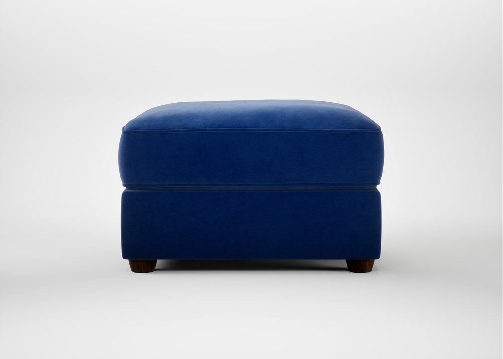 Tailor Rectangular Footstool Smart Luxe Velvet Azure / Walnut Stained