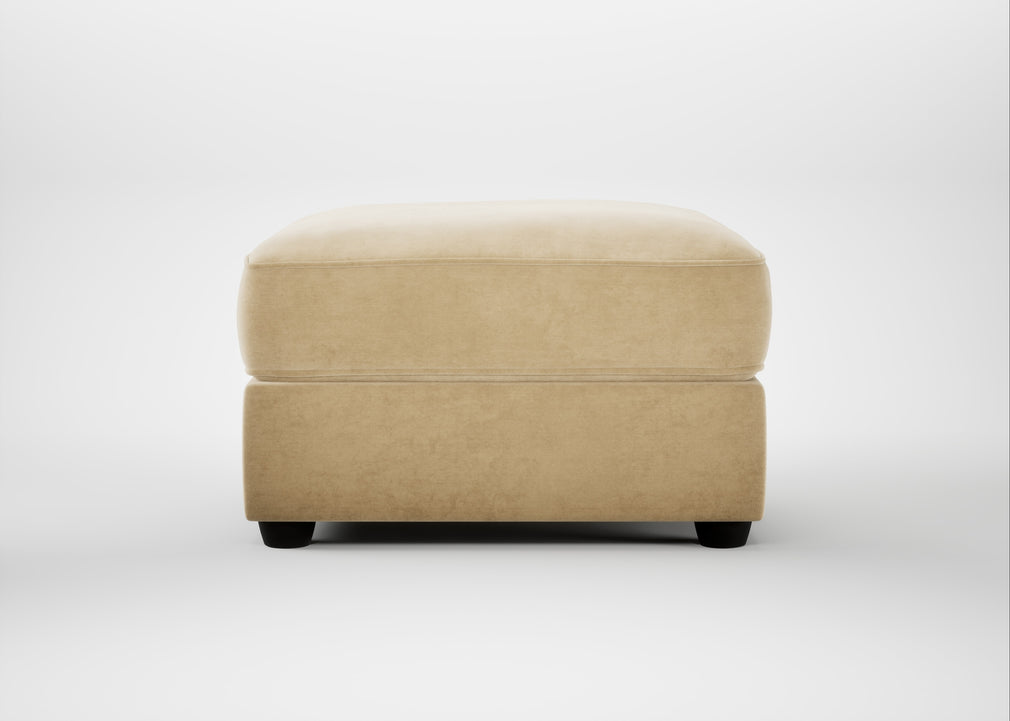 Tailor Rectangular Footstool Smart Luxe Velvet Biscuit / Black