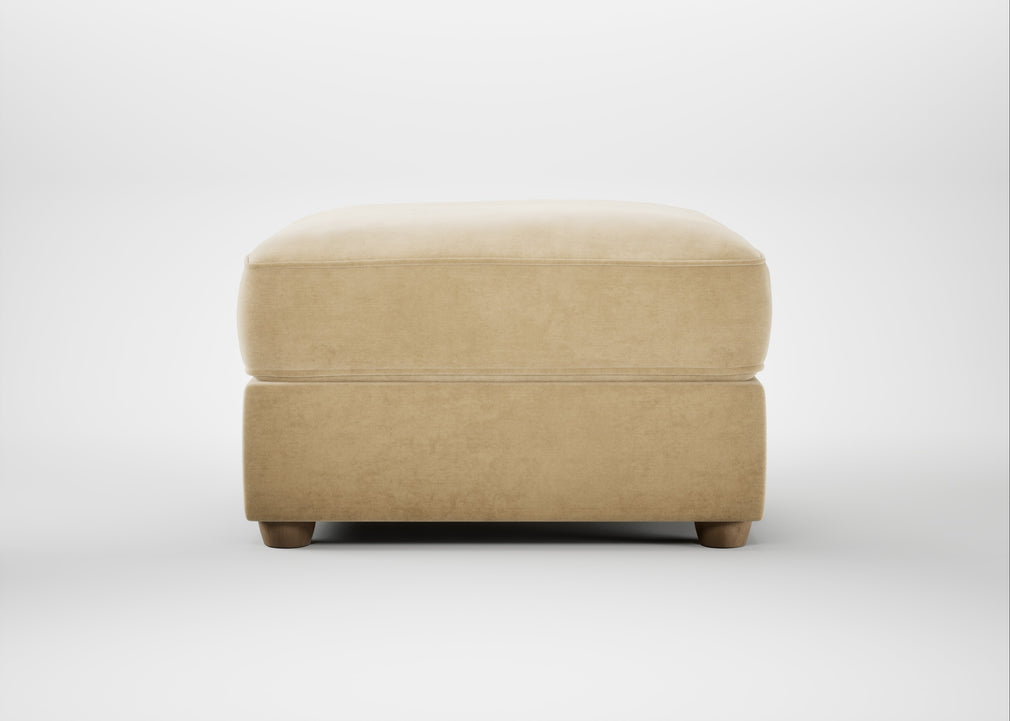 Tailor Rectangular Footstool Smart Luxe Velvet Biscuit / Natural