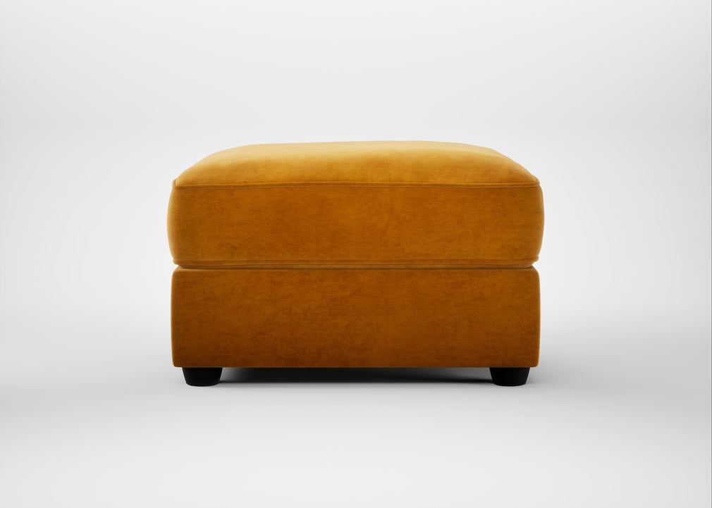 Tailor Rectangular Footstool Smart Luxe Velvet Cognac / Black