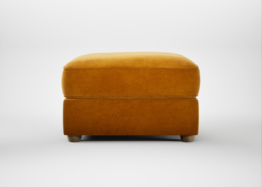 Tailor Rectangular Footstool Smart Luxe Velvet Cognac / Natural